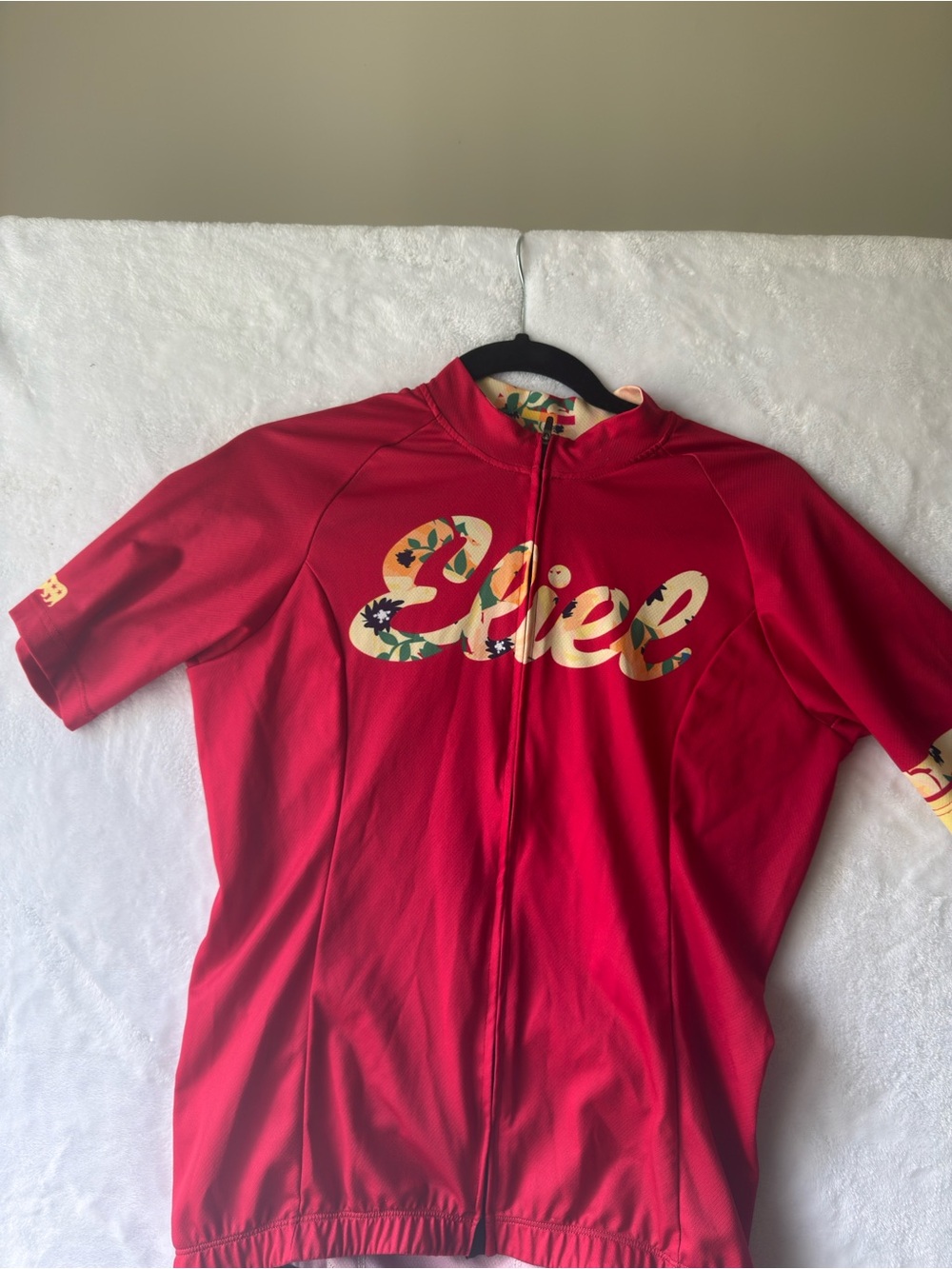 Eliel Red Cycling Sleeve with Yellow Floral Hem